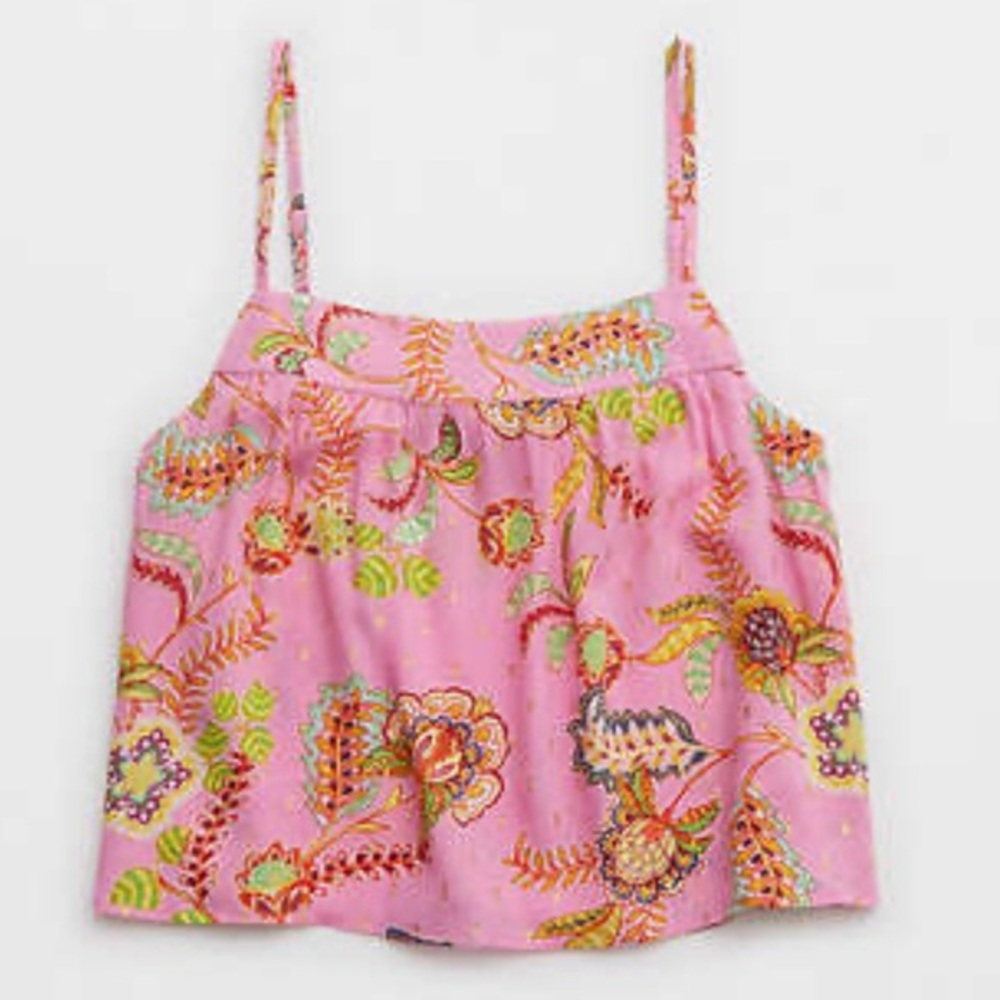 Aerie Floral Flowy Cropped Top Women’s Size Large